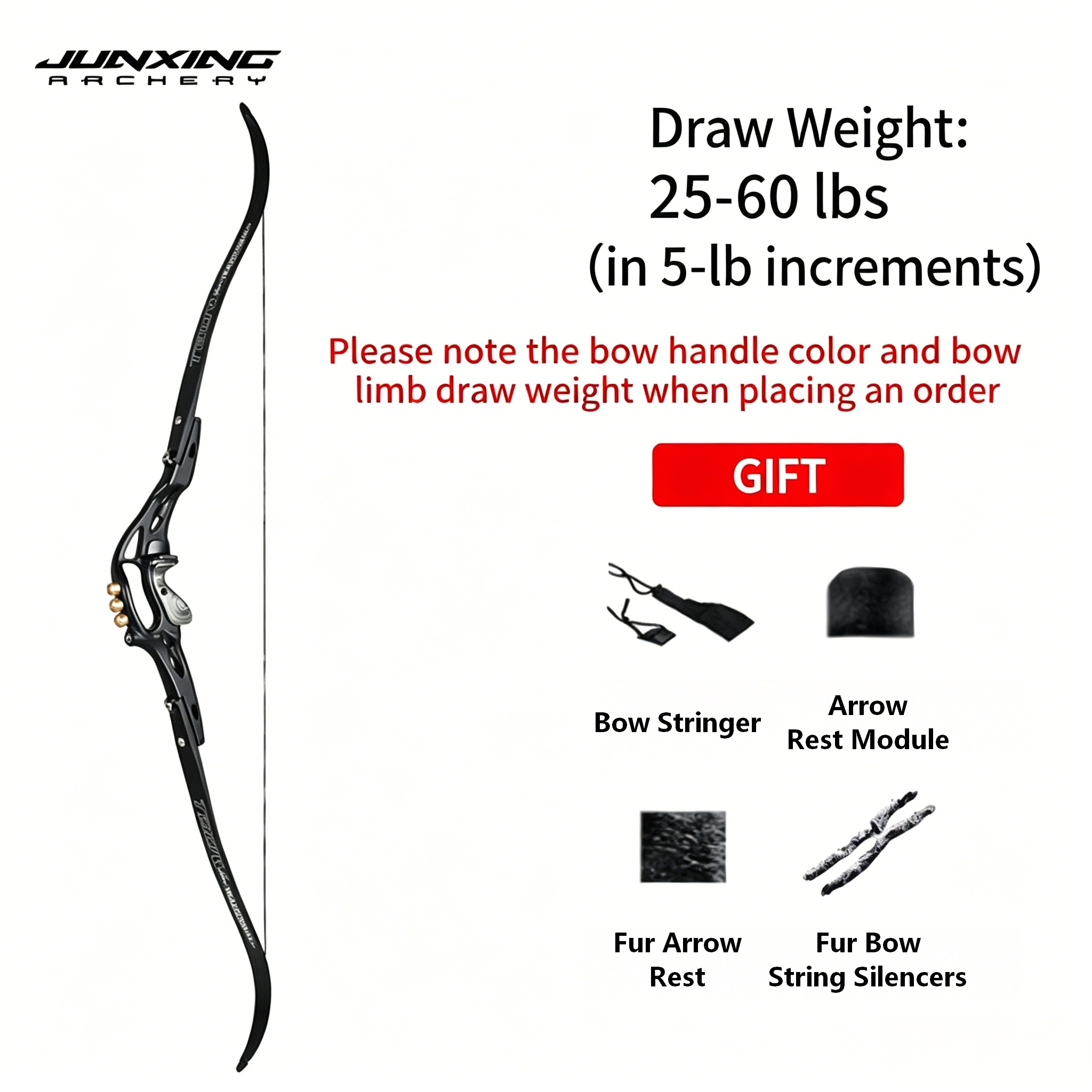 Junxing B1 Demon Blade American Hunting Bow, Barebow, Recurve Bow, Archery Equipment Kit, Outdoor Traditional Bow & Compound Bow