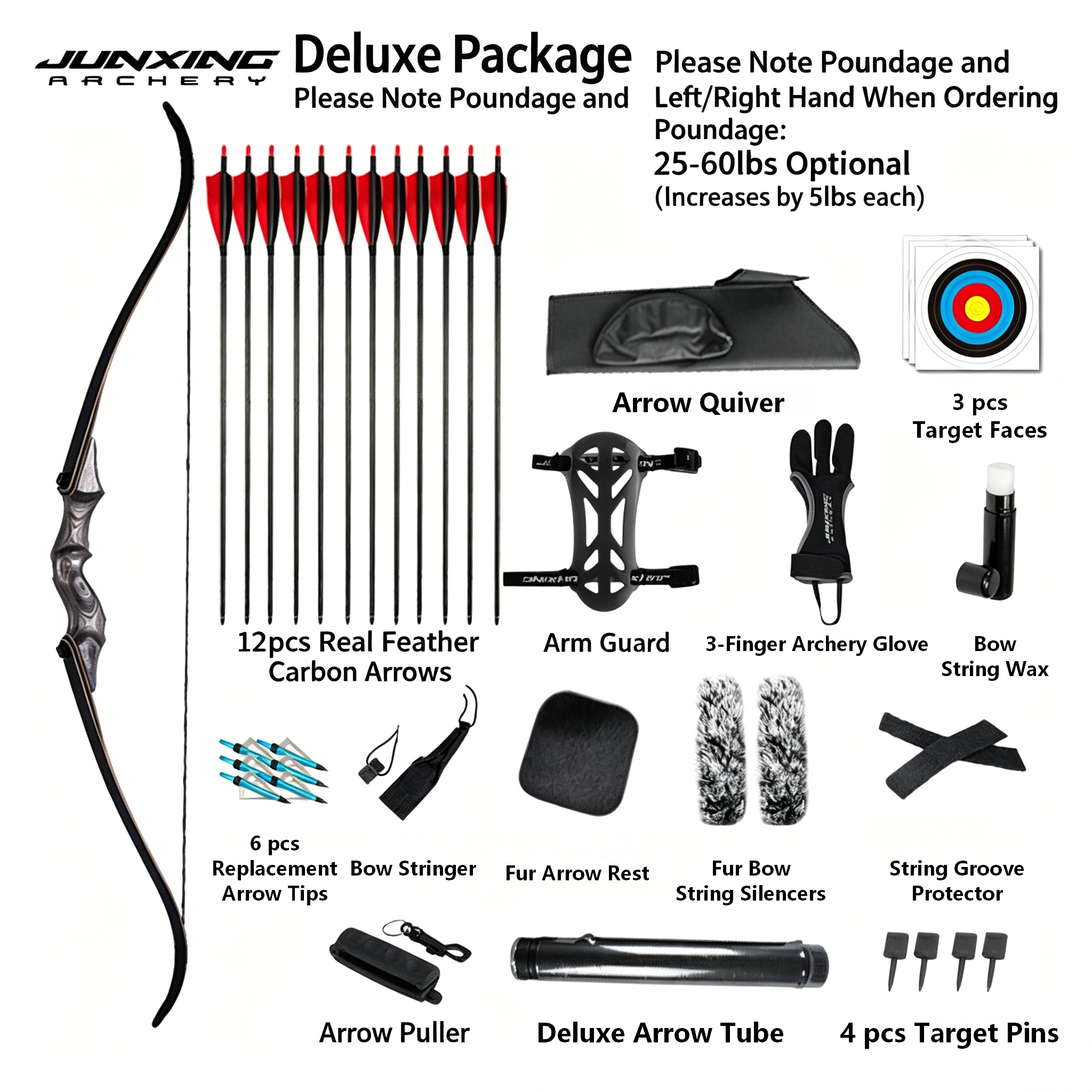 JUNXING Lingyun Recurve Bow | 25-60lbs American Hunting Archery Set