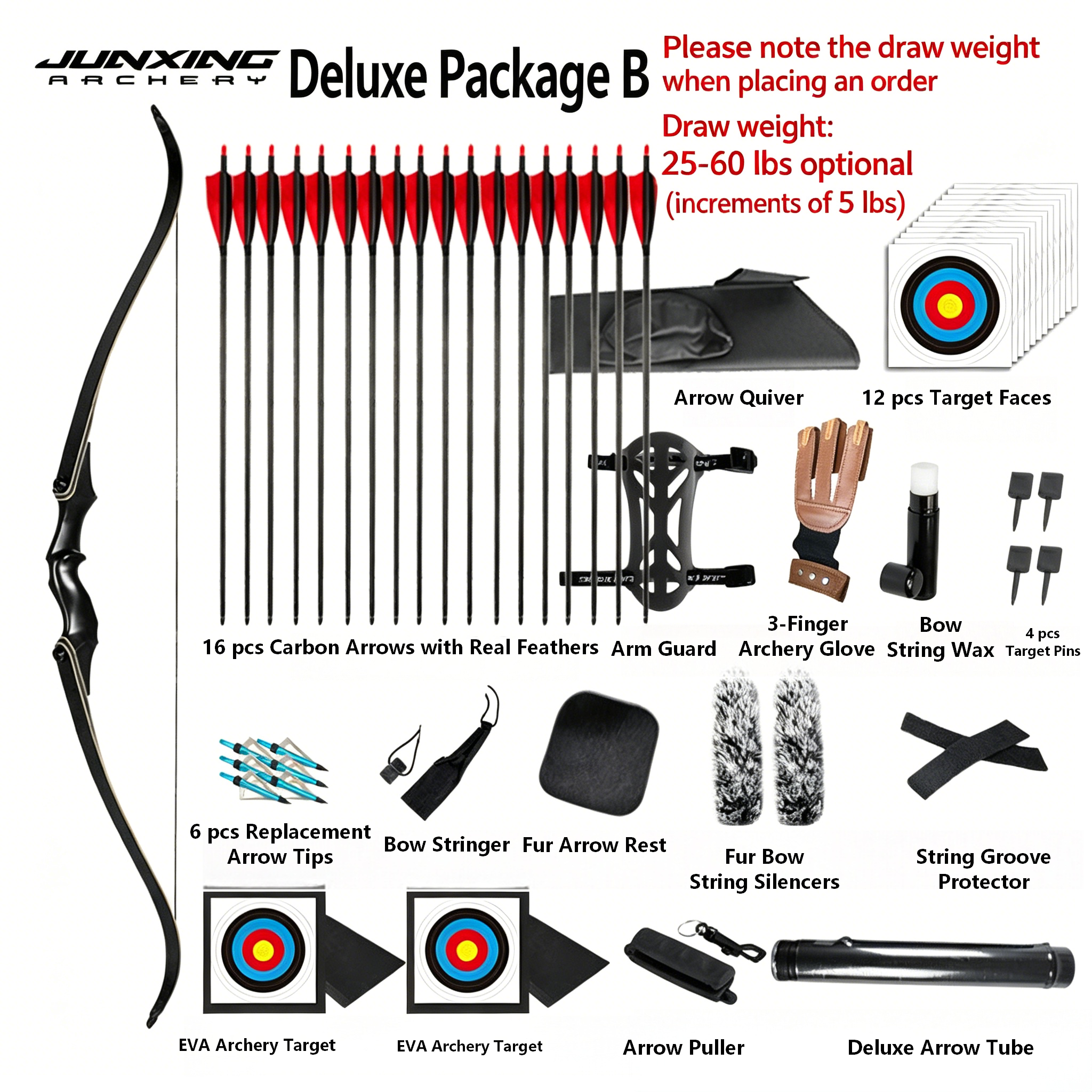 JUNXING Lingyun Recurve Bow | 25-60lbs American Hunting Archery Set