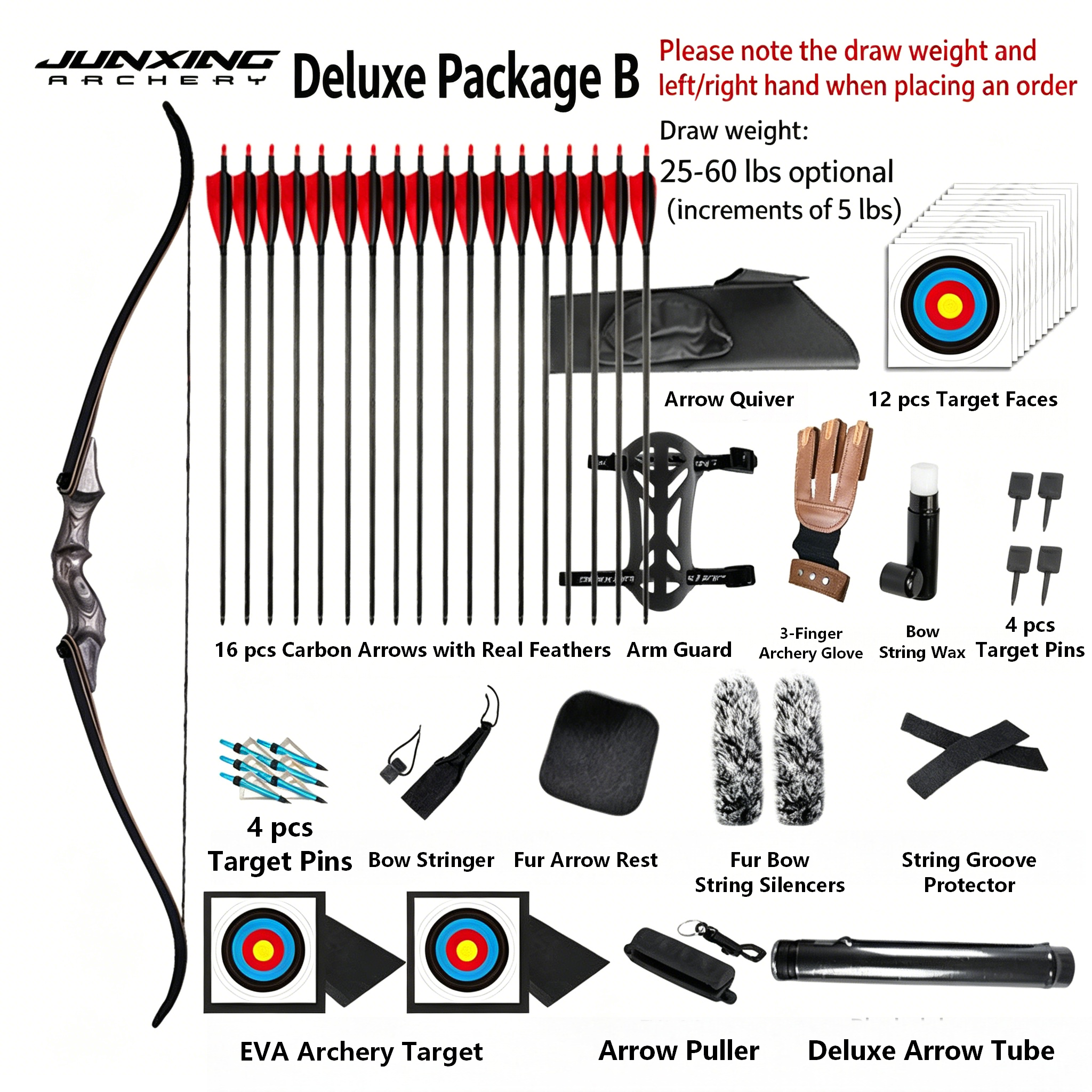 JUNXING Lingyun Recurve Bow | 25-60lbs American Hunting Archery Set