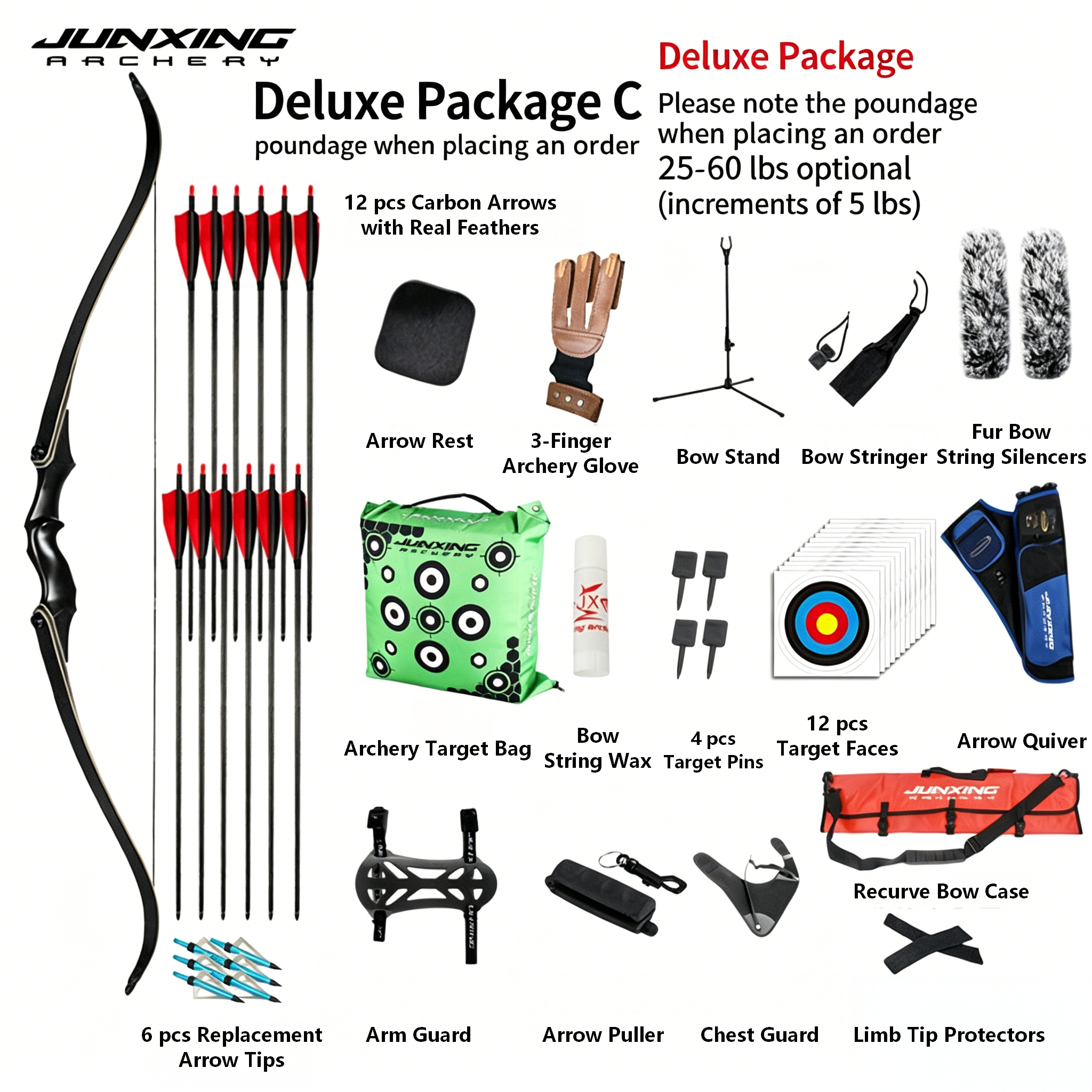 JUNXING Lingyun Recurve Bow | 25-60lbs American Hunting Archery Set