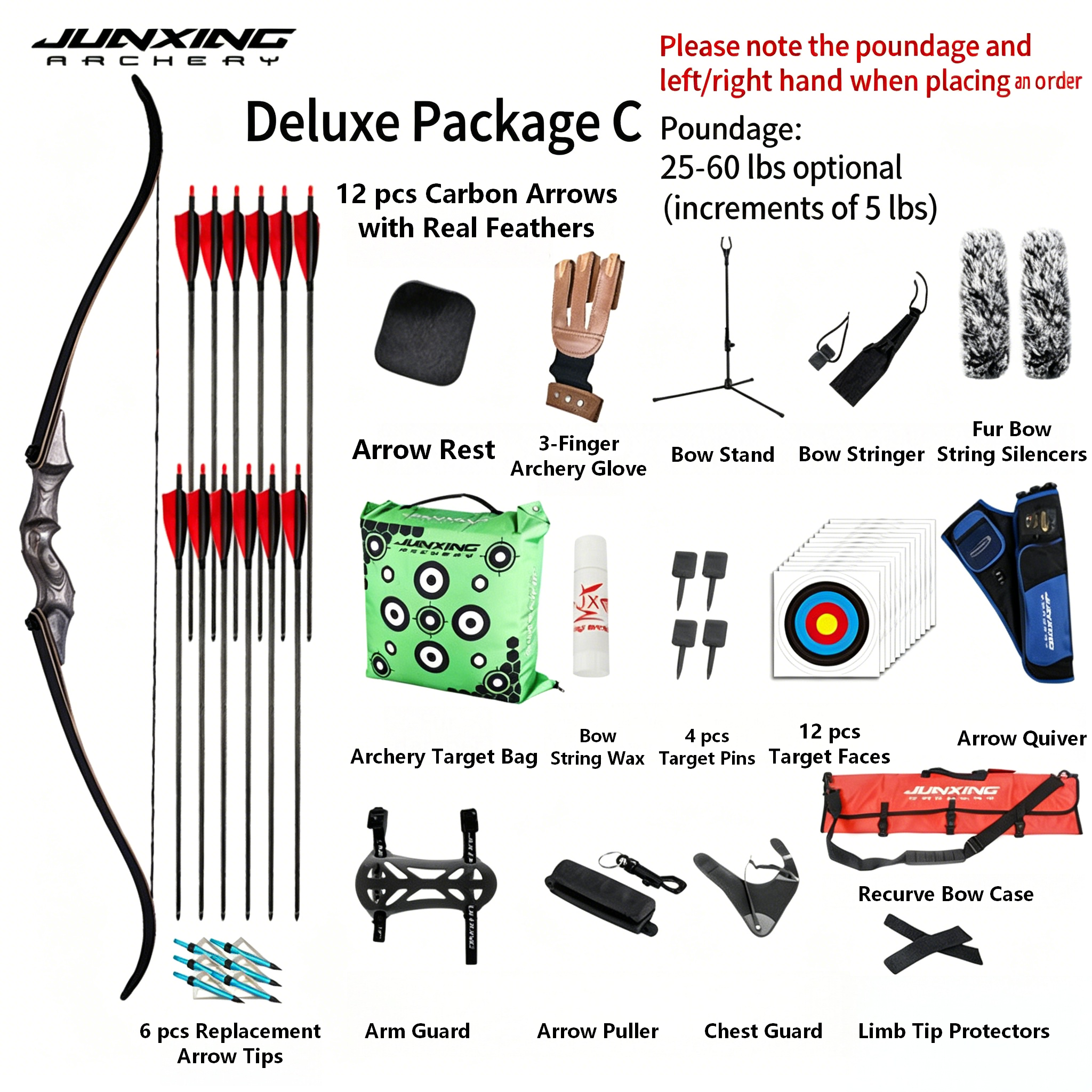 JUNXING Lingyun Recurve Bow | 25-60lbs American Hunting Archery Set