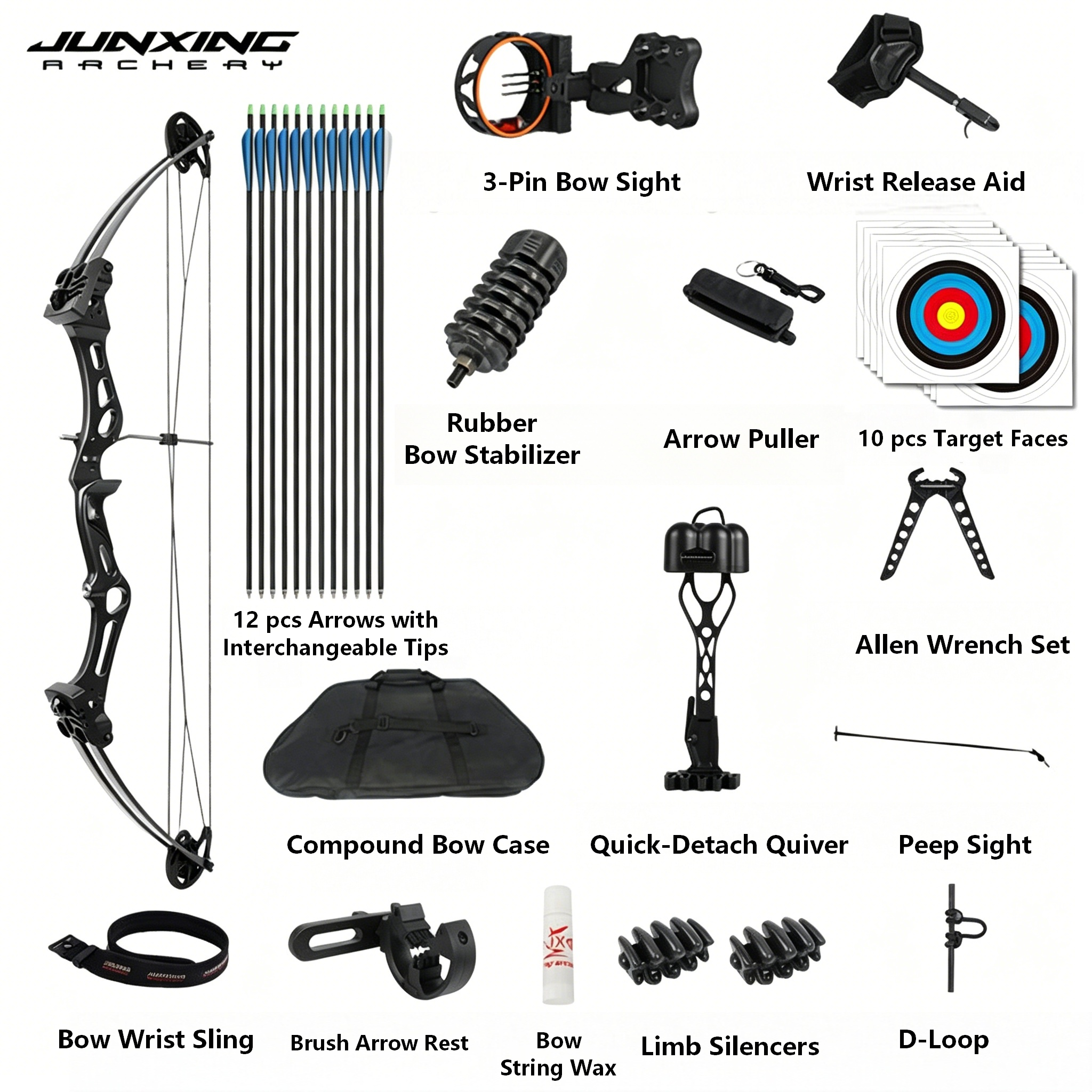 Junxing Xingchen (Star) Alloy Compound Bow Archery Shooting, Outdoor Recurve Bow & Competition Pulley Bowfishing Kit