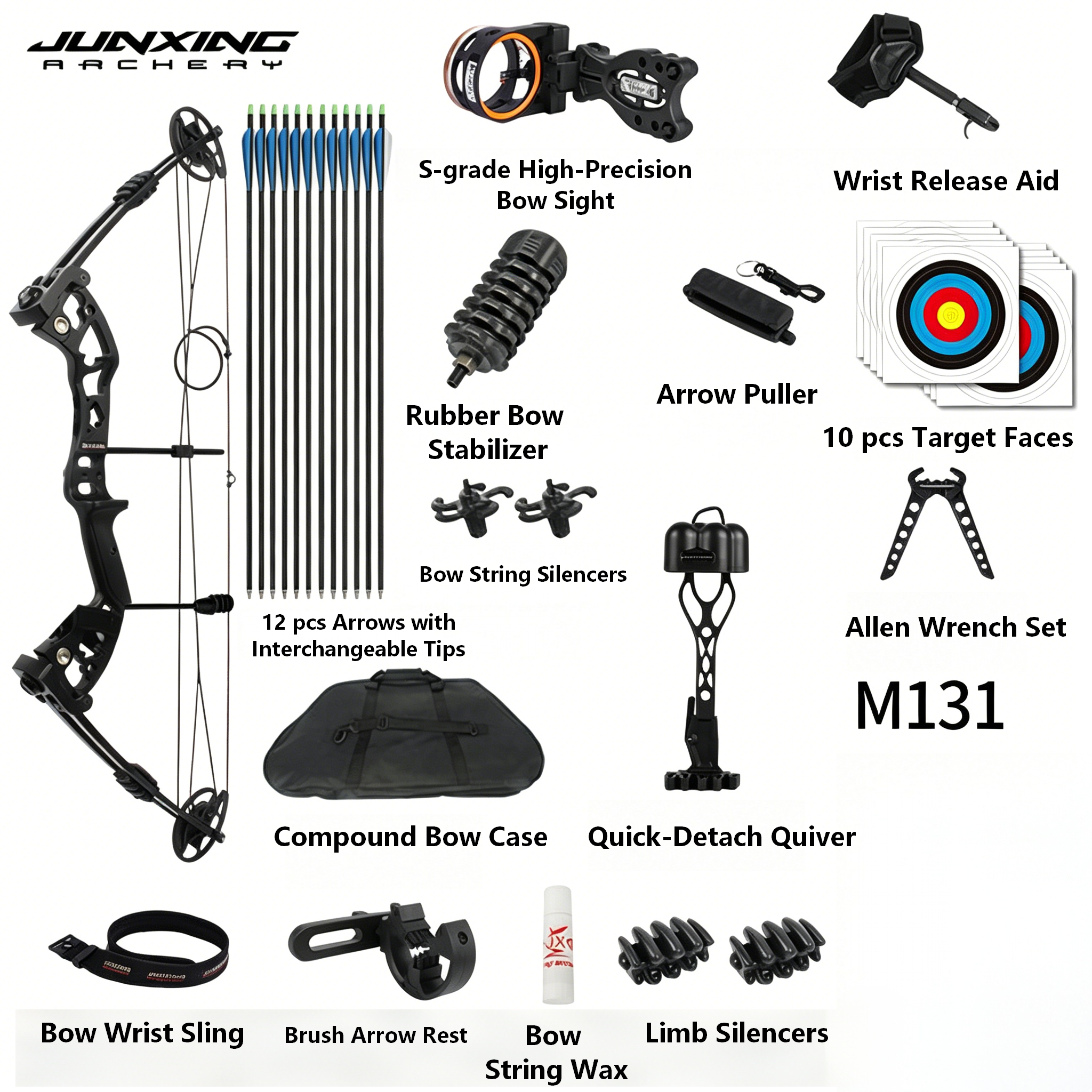 Junxing Battleship Compound Bow Archery Shooting Kit, High-Precision Pulley Bow for Professional Competition & Outdoor Shooting