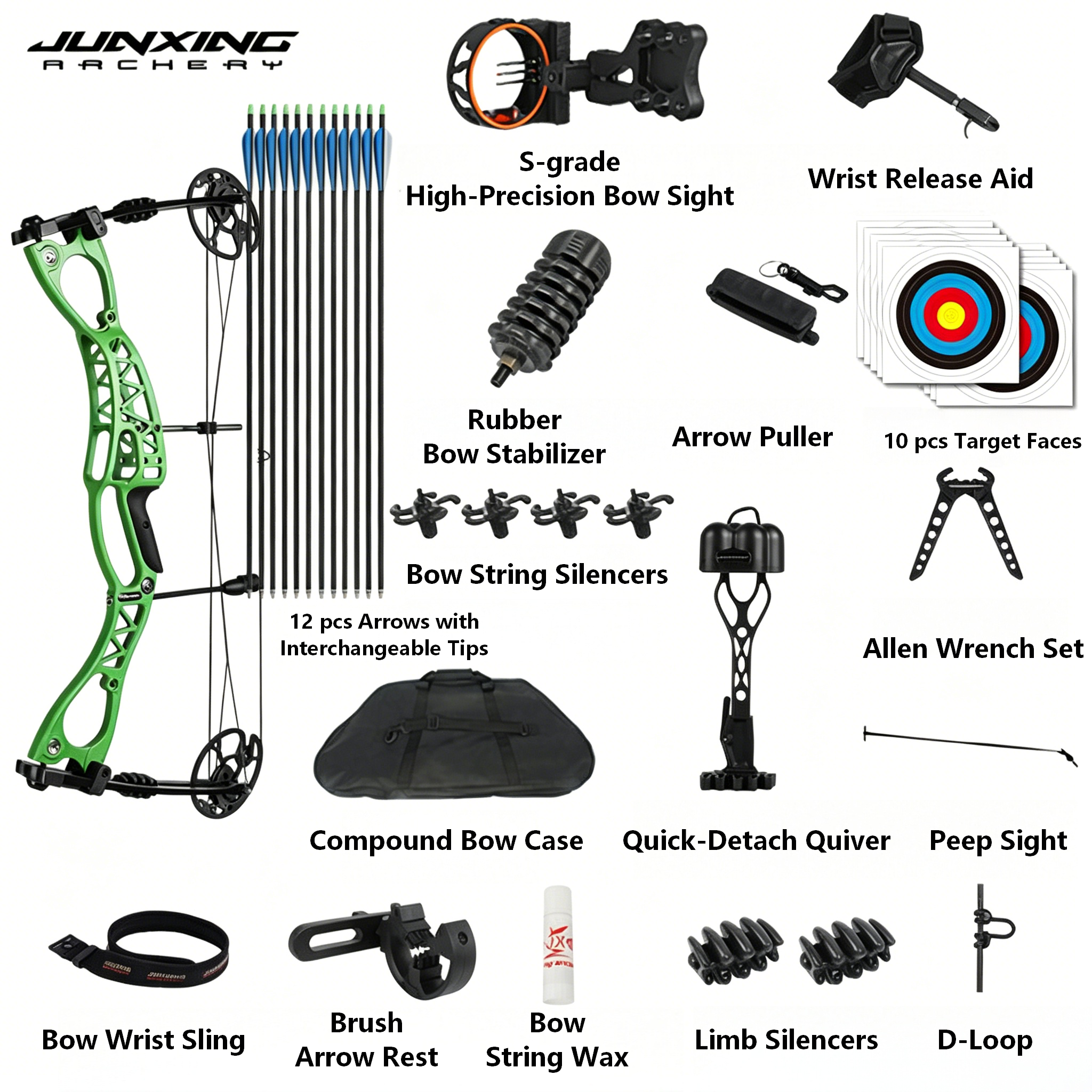 Junxing Archery Shooting Outdoor Compound Bow Kit, Dual-Purpose Recurve Bow & American Hunting Pulley Bow for Competition
