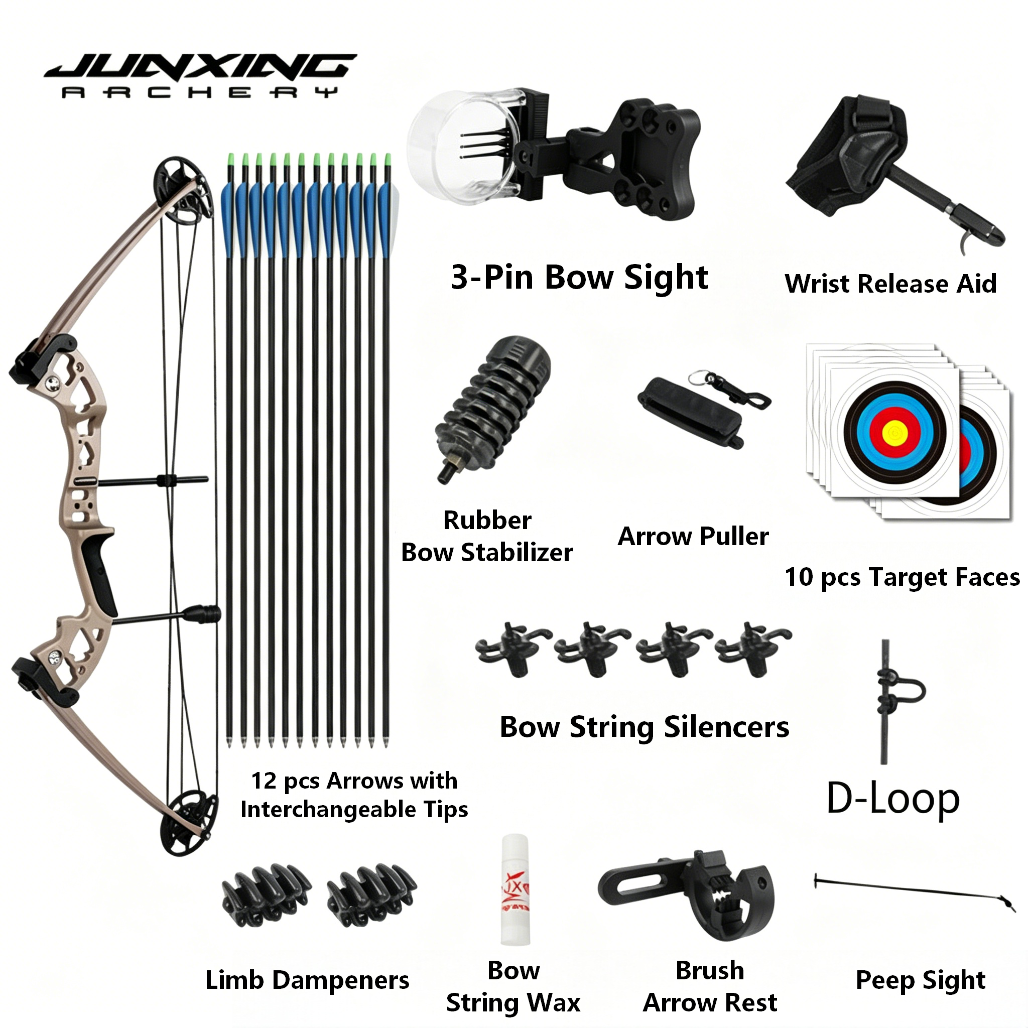 Junxing Battleship PRO Dual-Purpose Steel Ball Compound Bow, Adult High-Precision Slingshot & Outdoor Recurve Bow for Target Shooting Archery