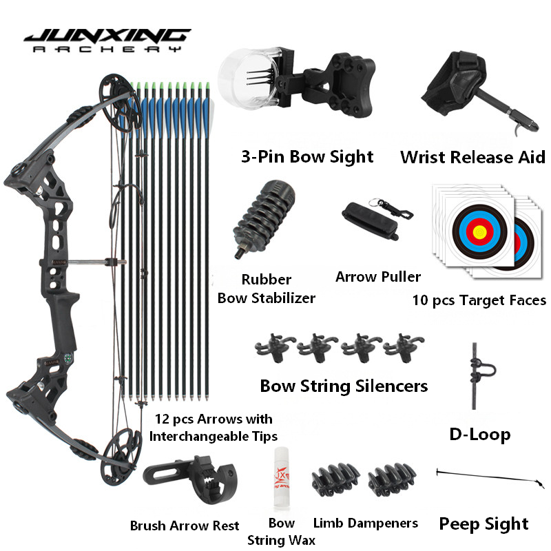 Junxing Dream Compound Bow Archery Shooting Outdoor Kit, Dual-Purpose Recurve Bow & American Hunting Pulley Bow for Competition