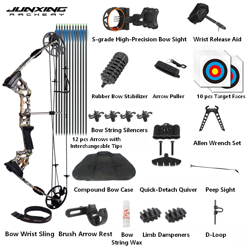 Junxing Dream Compound Bow Archery Shooting Outdoor Kit, Dual-Purpose Recurve Bow & American Hunting Pulley Bow for Competition