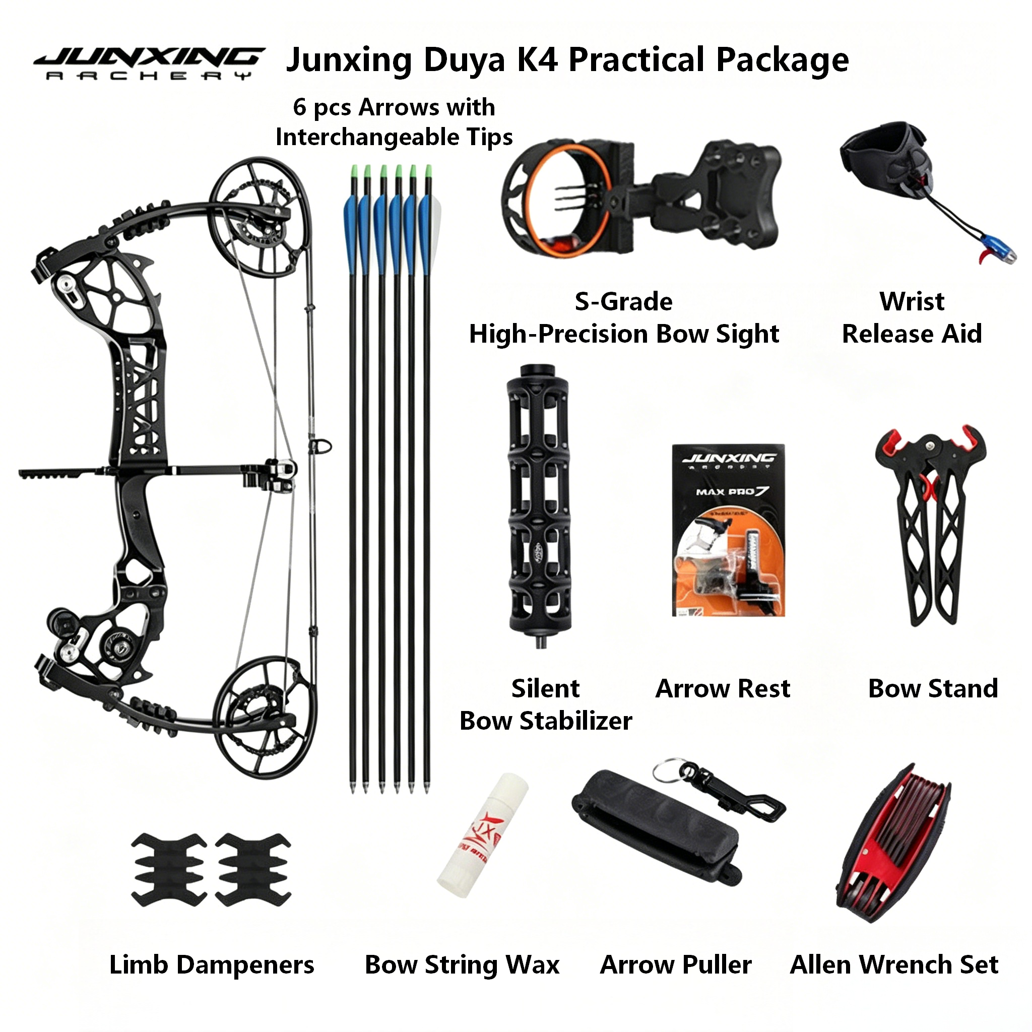 Junxing Duya K4 (Venom Fang K4) Dual-Purpose Steel Ball Compound Bow, Outdoor High-Power Slingshot & Adult Archery Bow