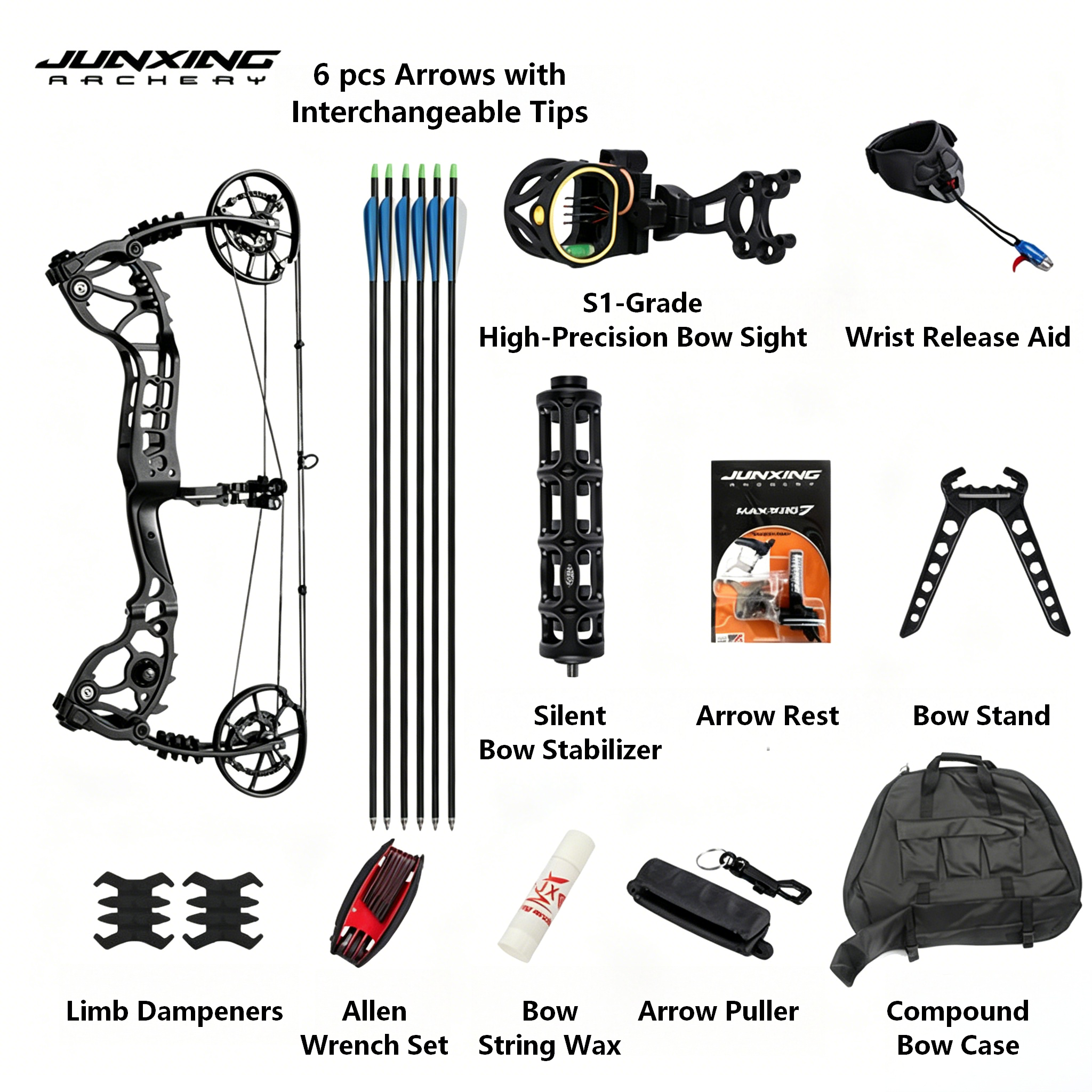 Junxing Weilong Eugun Dual-Purpose Short Axle Steel Ball Compound Bow, Outdoor Repeating Archery Bow for Professional Shooting