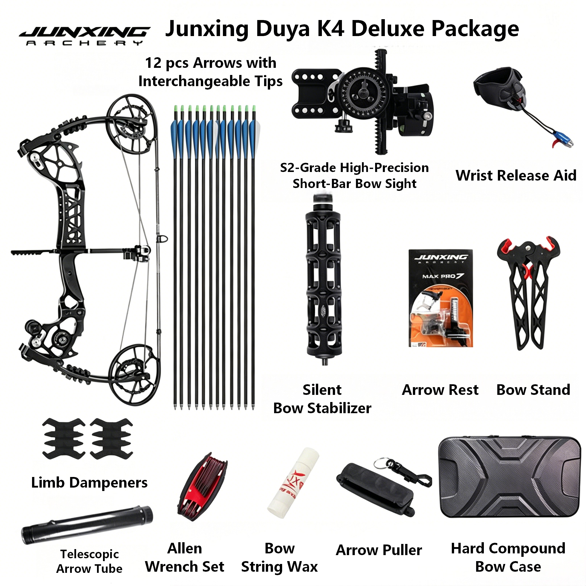Junxing Duya K4 (Venom Fang K4) Dual-Purpose Steel Ball Compound Bow, Outdoor High-Power Slingshot & Adult Archery Bow