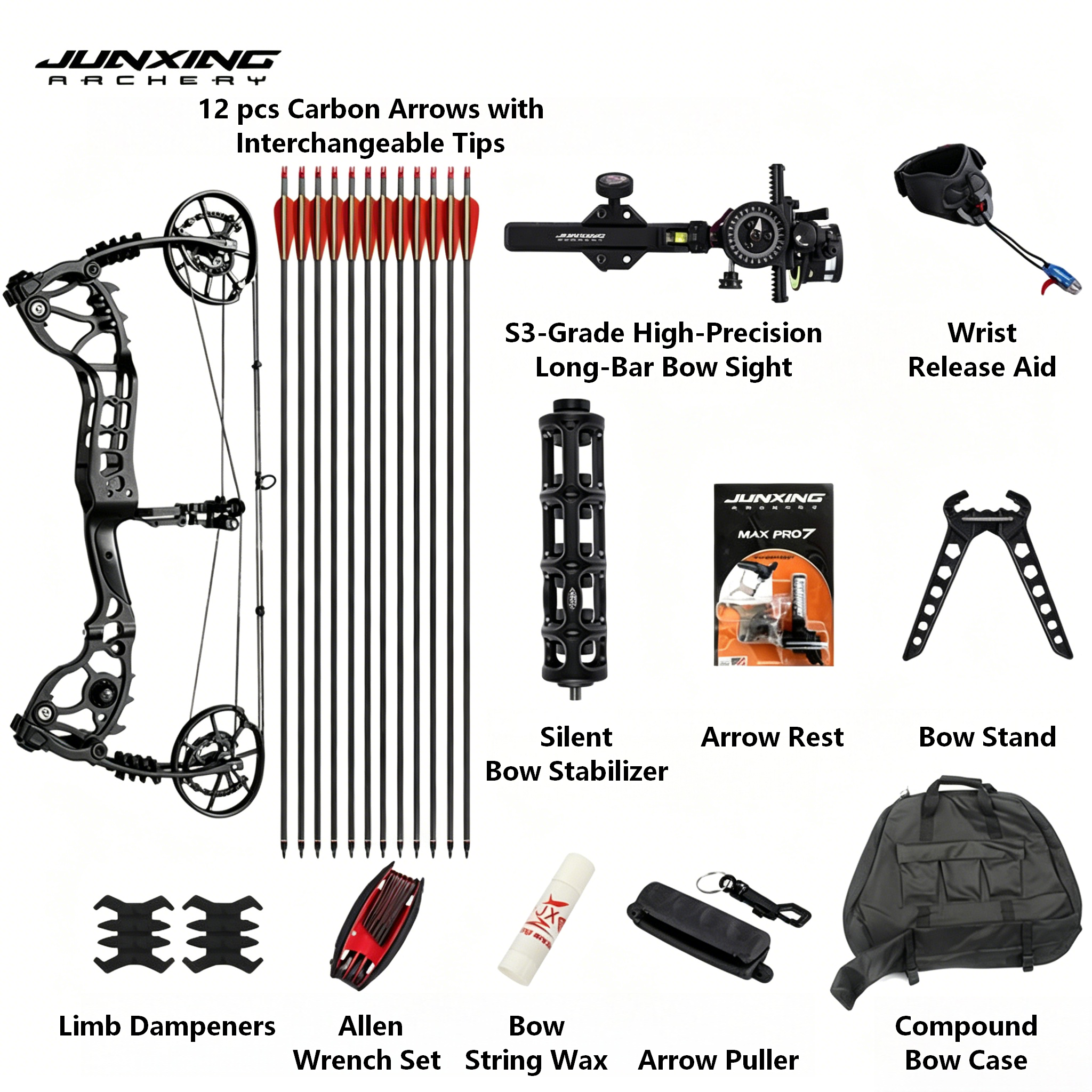 Junxing Weilong Eugun Dual-Purpose Short Axle Steel Ball Compound Bow, Outdoor Repeating Archery Bow for Professional Shooting