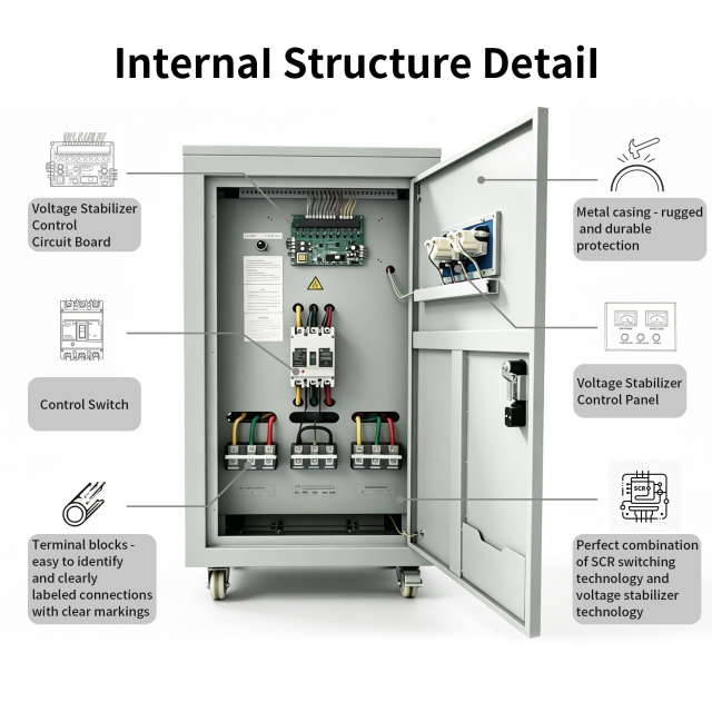 FWBS Numerical Control Non-contact Voltage Stabilizer 10-100KVA Three-Phase Response Time <10ms Voltage Accuracy ±1% Efficiency ≥98% 32BIT Chip Control SCR Non-contact For Laser Machine CNC Machining Center Medical Device,FWBS 32BIT Digital Three Phase Voltage Stabilizer