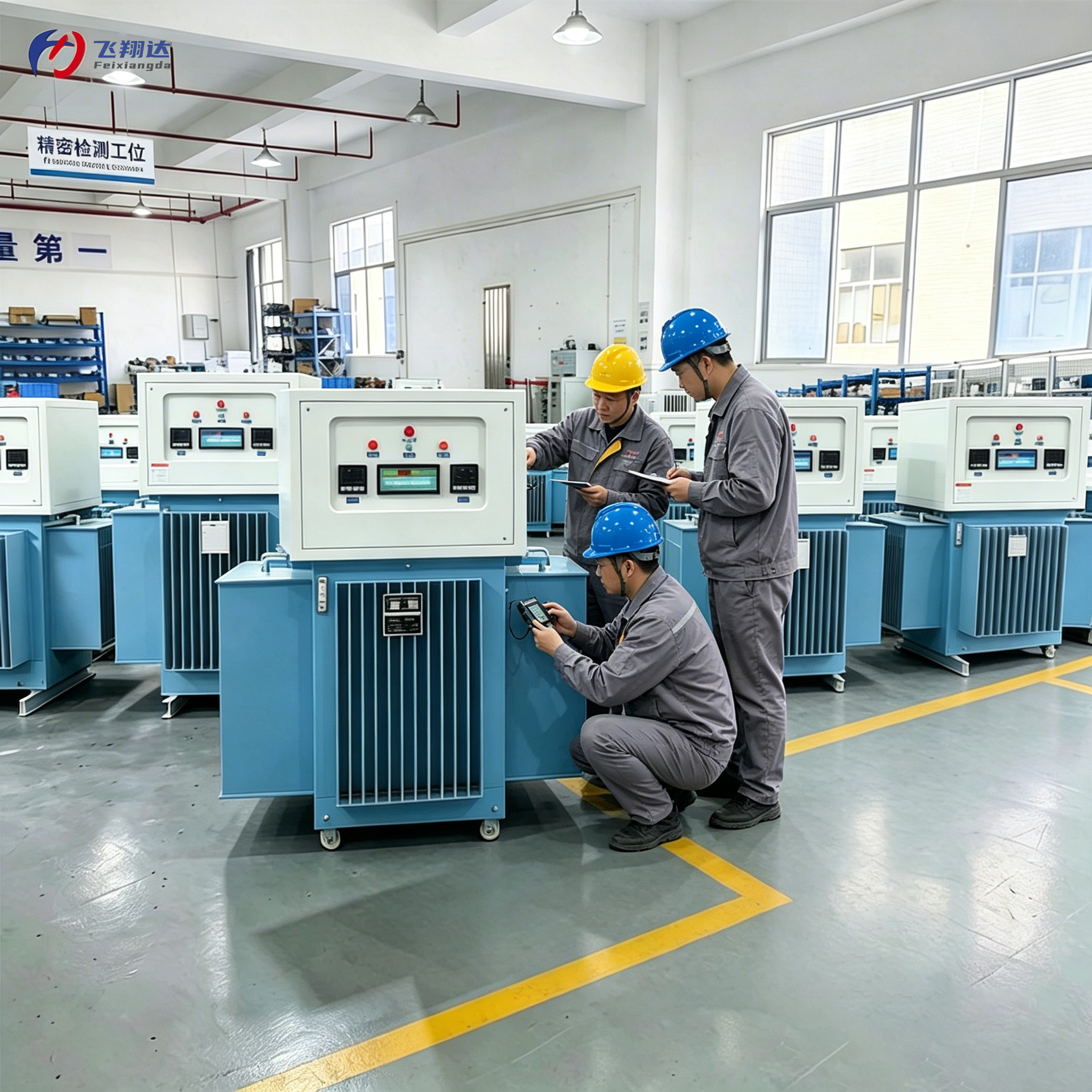 油浸式稳压器 100-3000KVA 三相 效率≥98% 无波形失真 输入范围 310-450V 输出电压 308V±10% 可调 油冷 适用于工业、农业、交通运输、军事、铁路等领域,油浸式稳压器