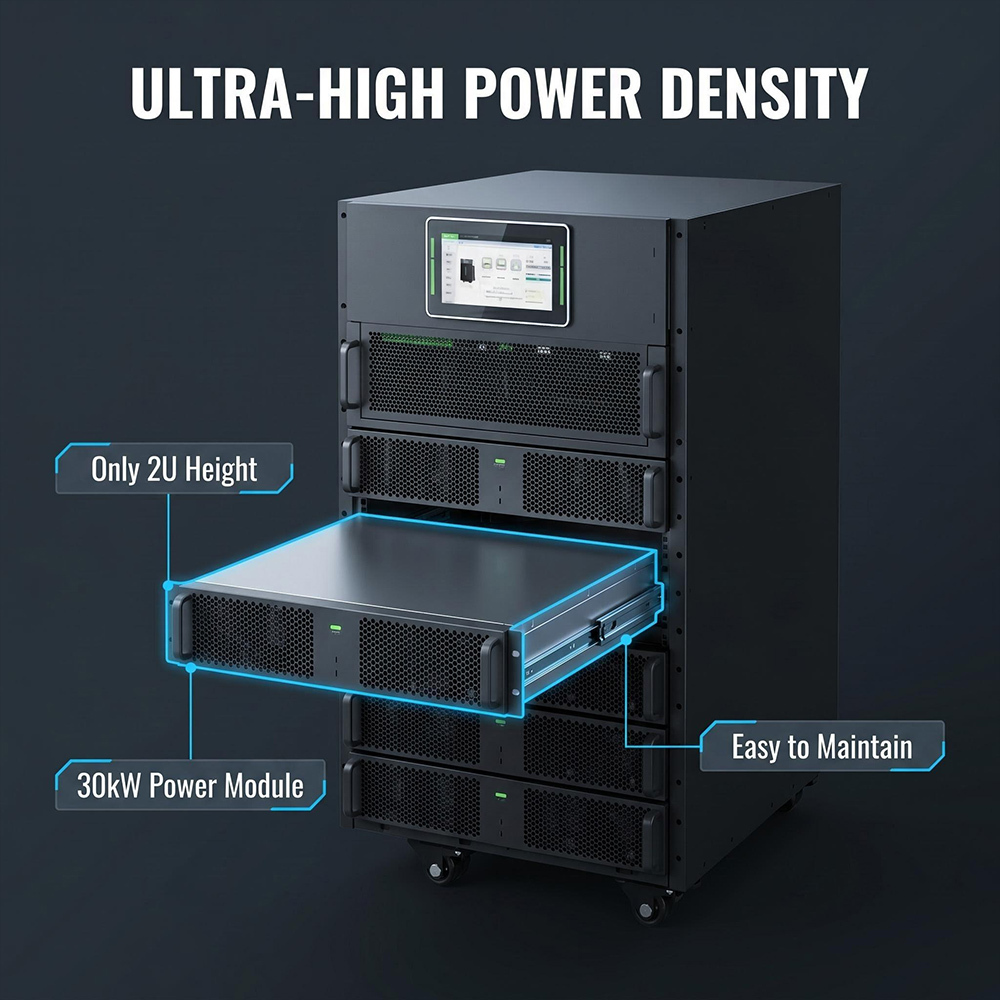 ACM Series Modular UPS 10-600kVA Phased Deployment Flexible Expansion Input PF>0.99 Output PF=1 Ultra Wide Input Voltage Range Optional 30A Charging Module For Government Medical Education Energy,ACM Series Modular UPS - Three Phase digital UPS