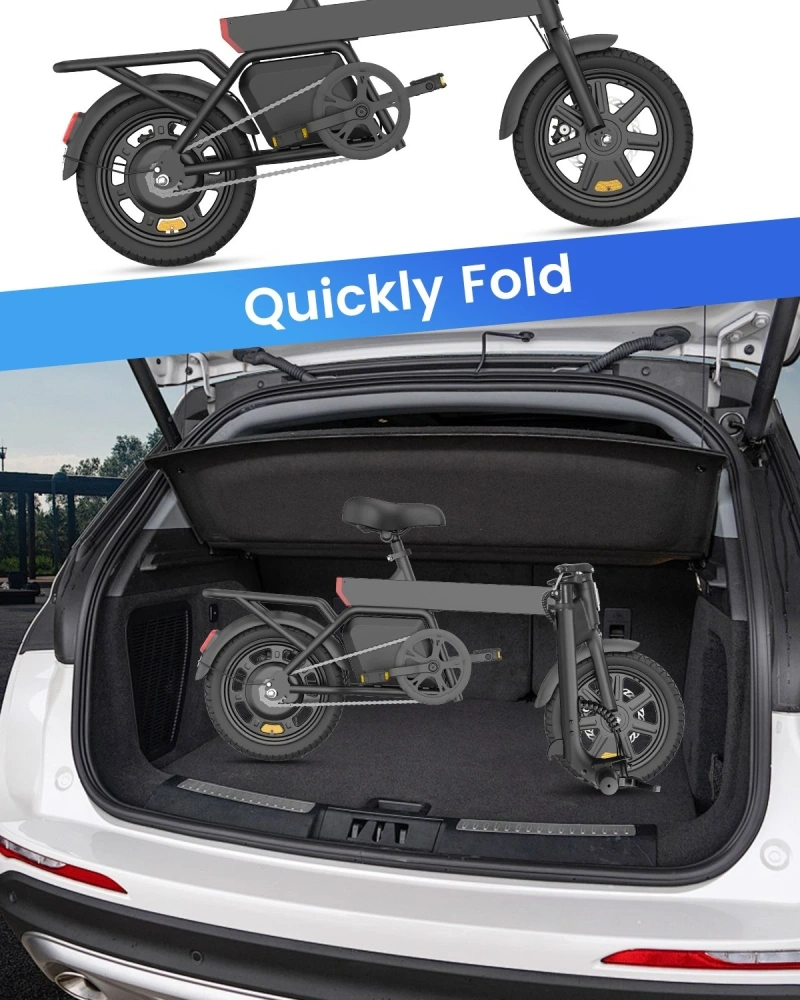 RA B20mini 14-inch Foldable Electric Bike 36V 7.8Ah - Dual Disc E-Bike with Pedals, Perfect Urban Commuter for Men & Women