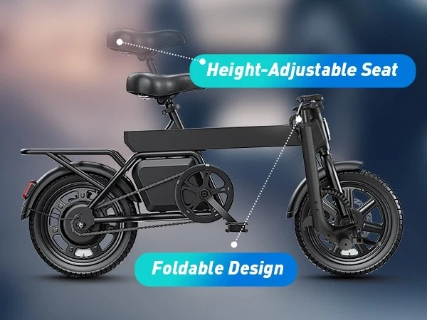 RA B20mini 14-inch Foldable Electric Bike 36V 7.8Ah - Dual Disc E-Bike with Pedals, Perfect Urban Commuter for Men & Women