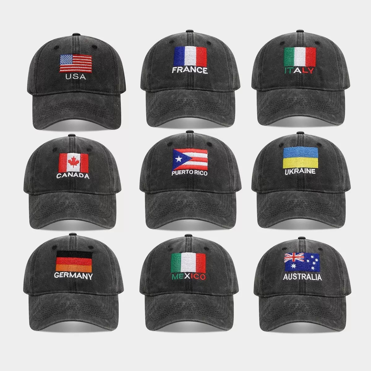 2026 World Cup Soccer Fan Baseball Cap Germany Australia Flag Embroidered Black Adjustable Hat for Men Women