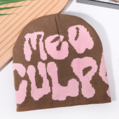 New Trendy Letter Jacquard Beanie for Men & Women, Winter Warm Knitted Hat, Hot Selling in European and American Markets