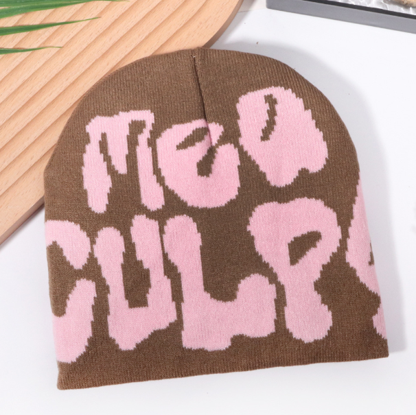 New Trendy Letter Jacquard Beanie for Men & Women, Winter Warm Knitted Hat, Hot Selling in European and American Markets
