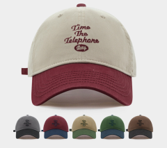 New American Style Color Block Soft Top Baseball Cap for Women, Spring Summer Sun Hat, Big Head Friendly & Face Slimming Peaked Cap