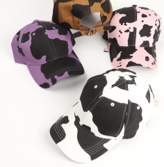 New Cross-Border Cartoon Cow Print & Leopard Print Baseball Caps, Curved Brim Hard Top Fashion Sun Hats for Men and Women