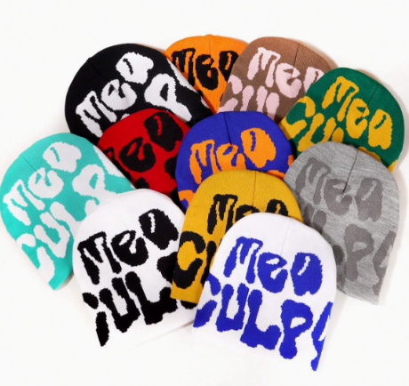 New Trendy Letter Jacquard Beanie for Men & Women, Winter Warm Knitted Hat, Hot Selling in European and American Markets