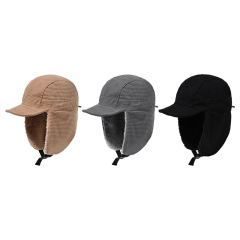 Corduroy Warm Ear Protection 5-Panel Baseball Cap Unisex Adjustable Winter Hat