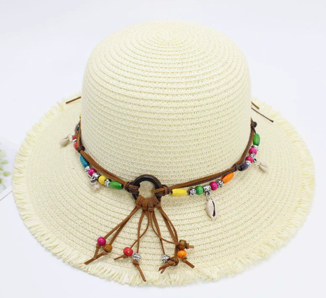 Summer Ethnic Style Parent-Child Straw Fisherman Hat with Tassel & Shell Pendant, Bohemian Beach Bucket Hat for Women & Kids