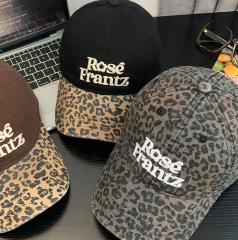 Letter Embroidery Leopard Print Baseball Cap for Women, American Retro Wide Brim Soft Cap, Big Head Size Friendly