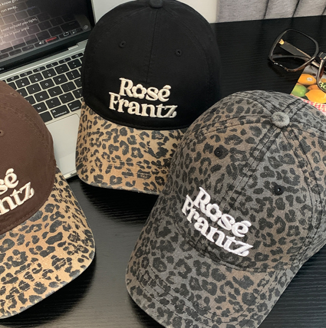 Letter Embroidery Leopard Print Baseball Cap for Women, American Retro Wide Brim Soft Cap, Big Head Size Friendly