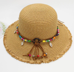 Summer Ethnic Style Parent-Child Straw Fisherman Hat with Tassel & Shell Pendant, Bohemian Beach Bucket Hat for Women & Kids