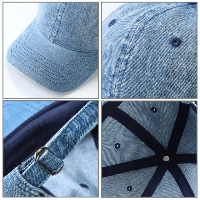 Unisex Curved Brim Denim Baseball Cap In Stock European American Street Style Sun Protection Couple Hat