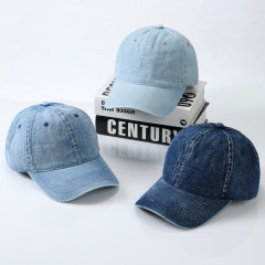 Unisex Curved Brim Denim Baseball Cap In Stock European American Street Style Sun Protection Couple Hat