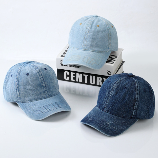 Unisex Curved Brim Denim Baseball Cap In Stock European American Street Style Sun Protection Couple Hat