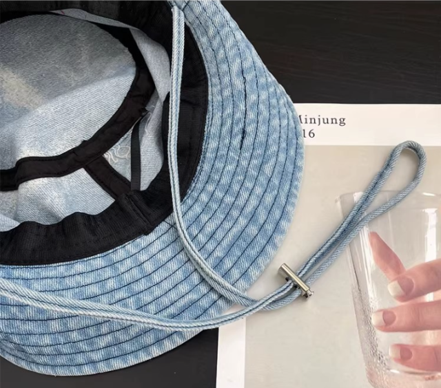 Vintage Washed Denim Bucket Hat "Era Merchant 1980" Embroidered Retro Fisherman Cap for Men Women