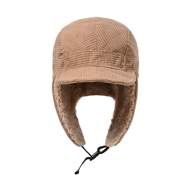 Corduroy Warm Ear Protection 5-Panel Baseball Cap Unisex Adjustable Winter Hat