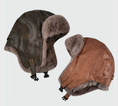 Maillard Style Outdoor Motorcycle Lei Feng Hat for Men, Retro Winter Thickened PU Leather Plush Ear Protection Cap, Warm Ski Hat for Women