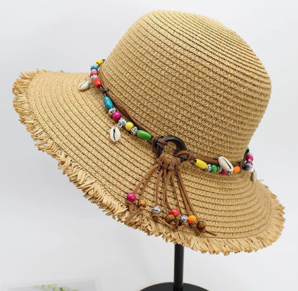 Summer Ethnic Style Parent-Child Straw Fisherman Hat with Tassel & Shell Pendant, Bohemian Beach Bucket Hat for Women & Kids