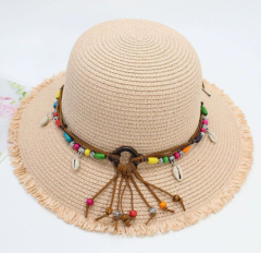 Summer Ethnic Style Parent-Child Straw Fisherman Hat with Tassel & Shell Pendant, Bohemian Beach Bucket Hat for Women & Kids