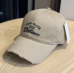 Korean Style Ripped Letter Embroidery Baseball Cap, Fashion All-Match Washed Distressed Hat, Spring Summer Sun Visor for Travel