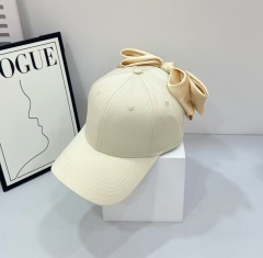 Summer Japanese Style Sweet Big Bow Baseball Cap for Women Fashion Satin Bowknot Adjustable Sun Hat Visor Caps