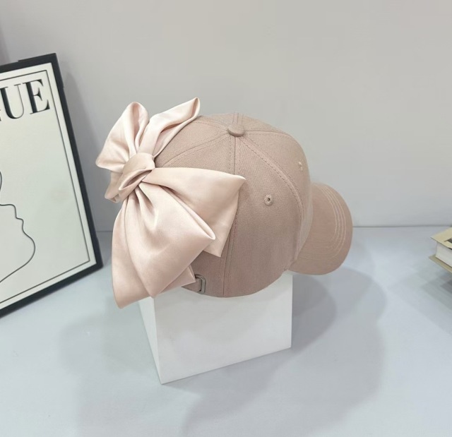 Summer Japanese Style Sweet Big Bow Baseball Cap for Women Fashion Satin Bowknot Adjustable Sun Hat Visor Caps