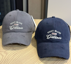 Korean Style Ripped Letter Embroidery Baseball Cap, Fashion All-Match Washed Distressed Hat, Spring Summer Sun Visor for Travel