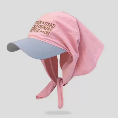 2026 New Summer Fashion Two-Tone Baseball Cap with Scarf Tie, Trendy Sun Protection Hat, Large Brim Letter Design Personality Headscarf