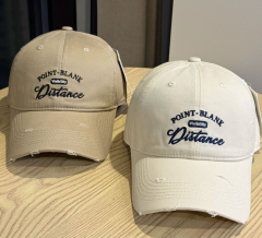 Korean Style Ripped Letter Embroidery Baseball Cap, Fashion All-Match Washed Distressed Hat, Spring Summer Sun Visor for Travel