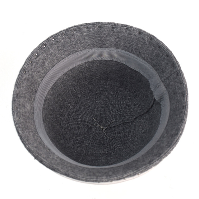 Women's Pearl Wool Bucket Hat Luxury Tweed Style Winter Thick Knit Fisherman Cap Japanese Chic Face Slimming Warm Hat