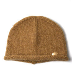 Women's Korean Style Rolled Edge Yellow Knitted Beanie Autumn Winter Face Slimming Warm Soft Knit Hat Cute Casual Solid Color Skullies