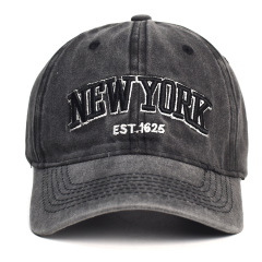 New Washed Cotton Embroidered Baseball Cap Fashion Adjustable Casual Sun Hat for Women Men