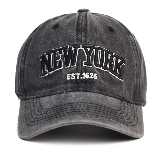 New Washed Cotton Embroidered Baseball Cap Fashion Adjustable Casual Sun Hat for Women Men